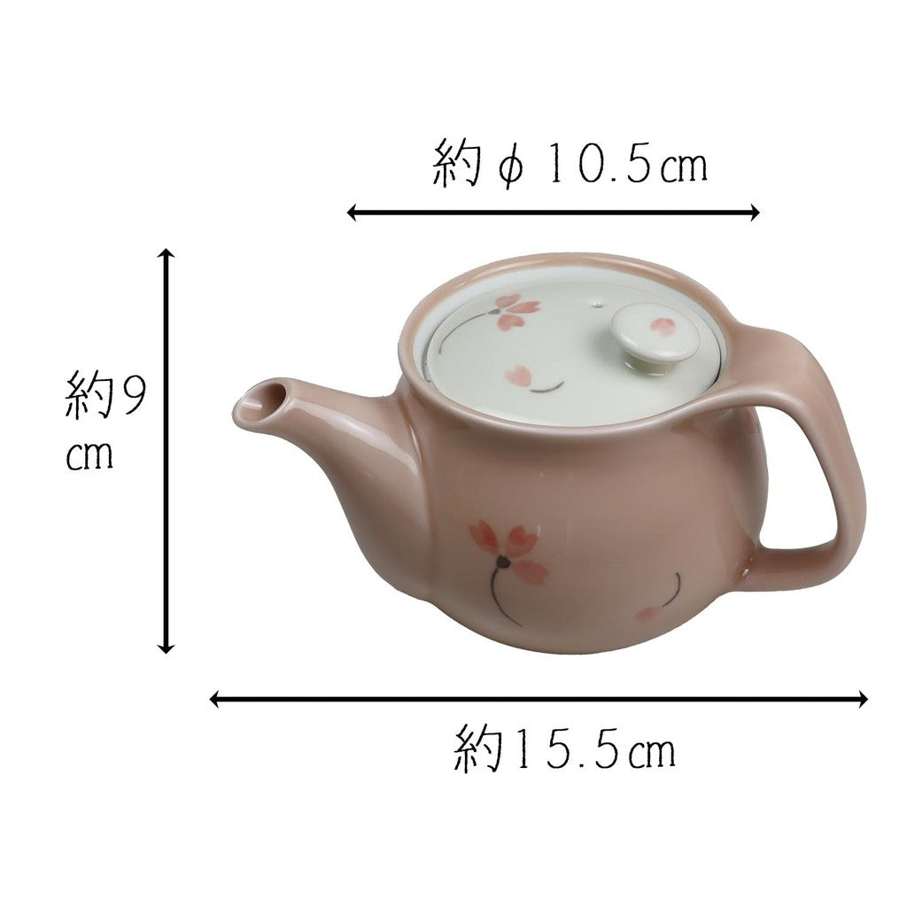 Elegant U-Shaped Pot with Easy One-Hand Pouring - Stylish Japanese Ceramic Teapot with Filter - Durable Hasami Yaki - Pink Sakura Design