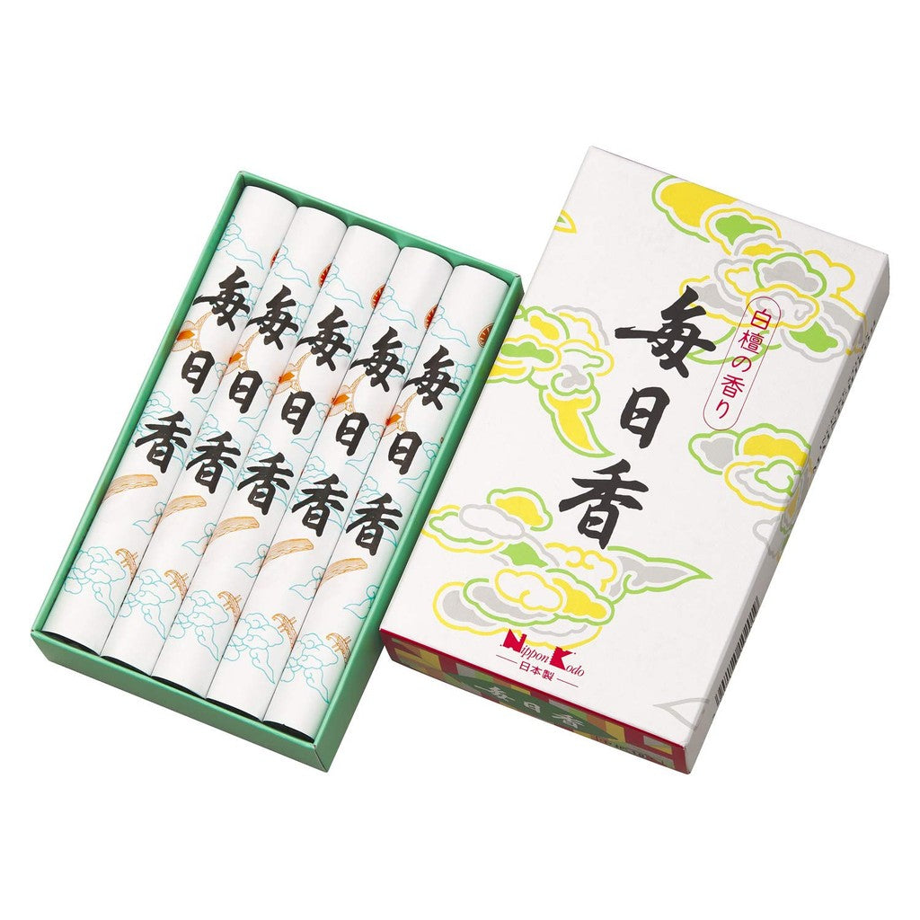 Daily Incense Long Size, Medium Handle, 10 pieces, approx. 17g each x 10, Stick Incense, Nippon Kodo, Made in Japan, Sandalwood, Byakudan, Fragrant Wood.