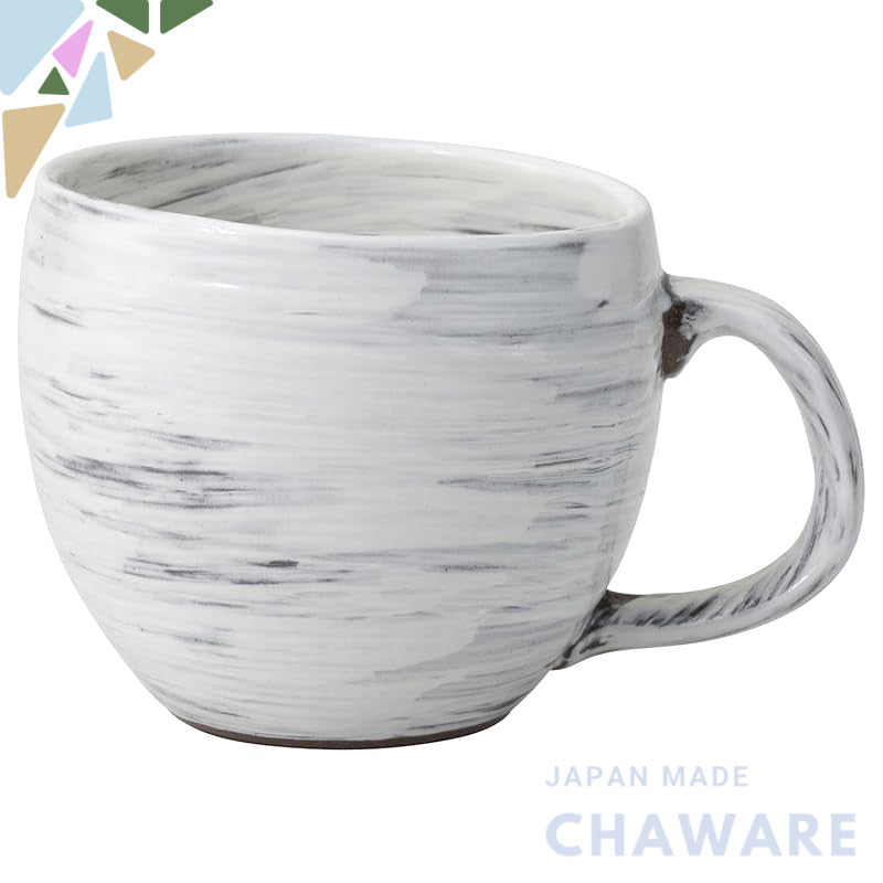 Hasami Porcelain Mug - 340ml Capacity, Brush Stroke Design, White