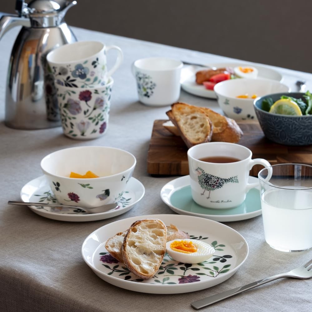 NARUMI Mug Anna Emilia 220cc, Bird, Cute, Small Size, Microwave Safe, Dishwasher Safe, Gift Box Included, 51950-2924P
