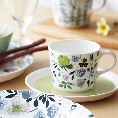 NARUMI Cup and Saucer Anna Emilia Clover Garden Tea and Coffee Compatible Green 220cc Microwave Safe Dishwasher Safe 51854-23117P