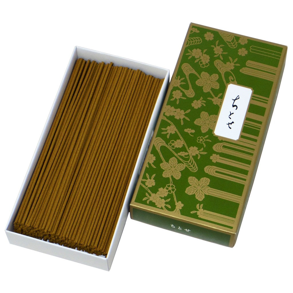 Kyukyodo Chitose Incense Sticks Paper Box - Approximately 75g, 14cm (Multiple Sets)