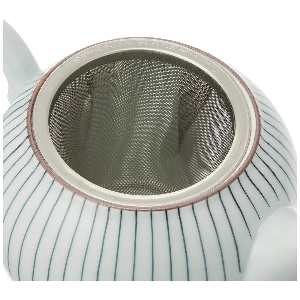 Okugawa Pottery Hasami Ware Hikari Tama Toen Teapot (with Stainless Steel Tea Strainer) Fine Mesh 444395