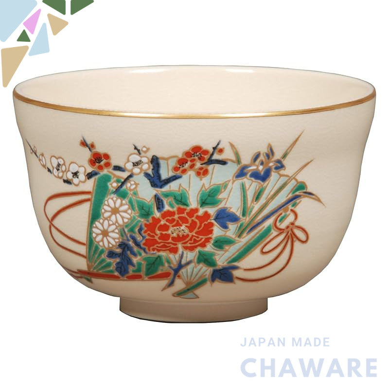 Miyachi Eikou Matcha Bowl White Size: Diameter 12.4 cm x Height 7.8 cm Jinsei Hoshin in Paper Box
