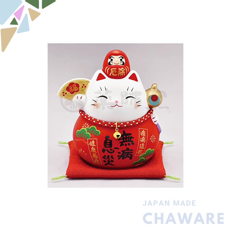 Yakushigama Ninsai Mubyo Saisai Daruma Maneki Neko