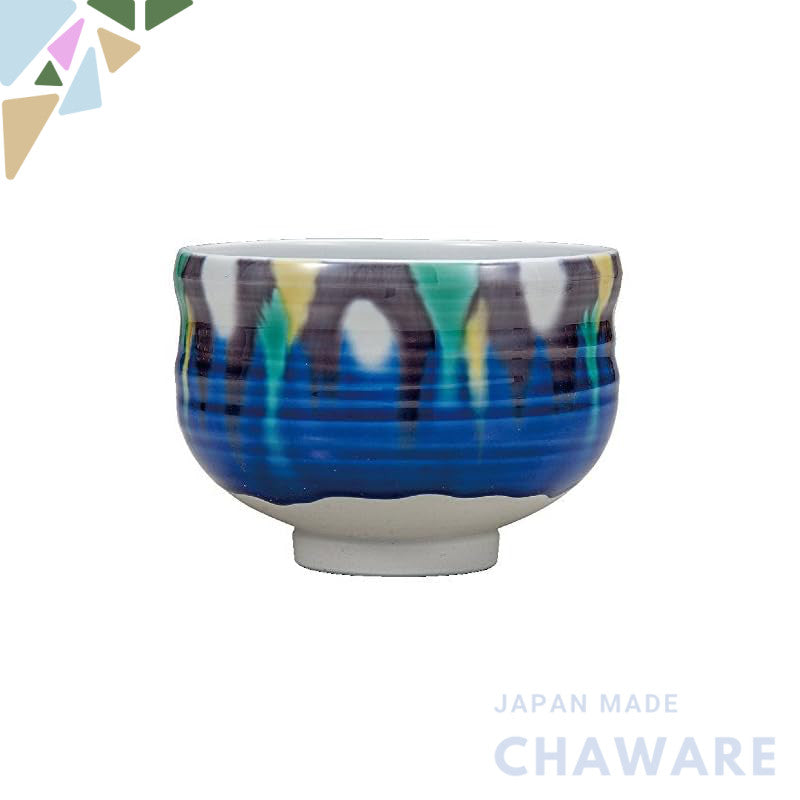 Maruyone Kutani Ware Matcha Bowl with Glaze - Model K5-813, Perfect for Tea Ceremony and Traditional Japanese Aesthetics. - Made in Japan