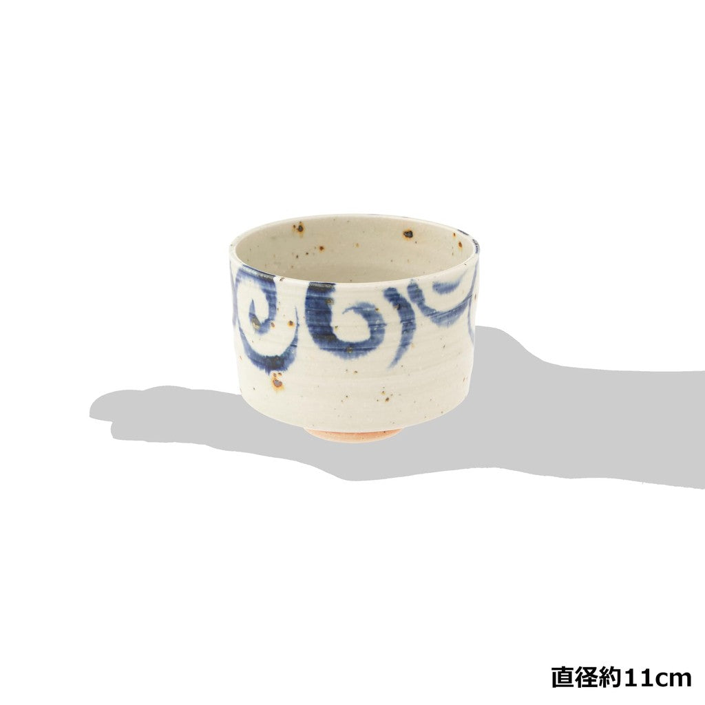 Marui Ceramics Shigaraki Ware Gourd-shaped Matcha Tea Bowl Approximately 11 cm in diameter Cobalt Blue MR-3-4118