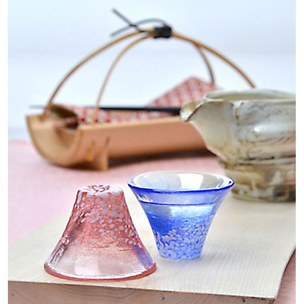 Toyo Sasaki Glass Cool Sake Glass Red 35ml Shofuku Cup Mount Fuji Made in Japan WA517 Red