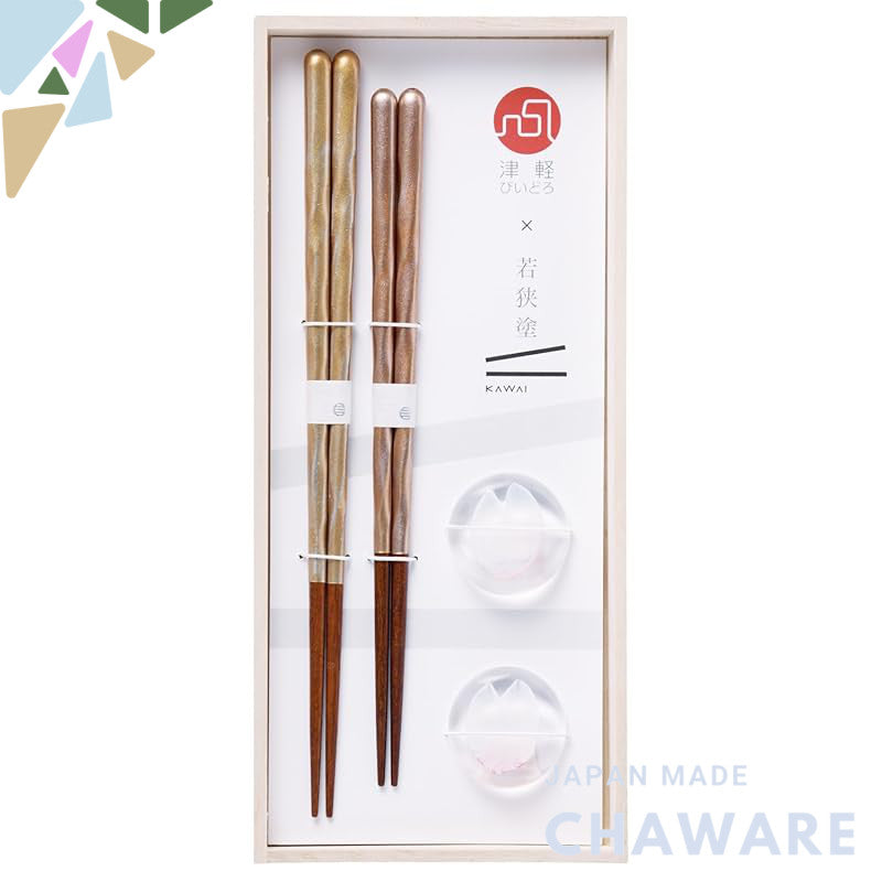 Kawai Gift Set Tsugaru Vidro × Wakasa Lacquer Gift Hōshō Size: Chopsticks: Approximately 21 cm, Approximately 23 cm / Pa