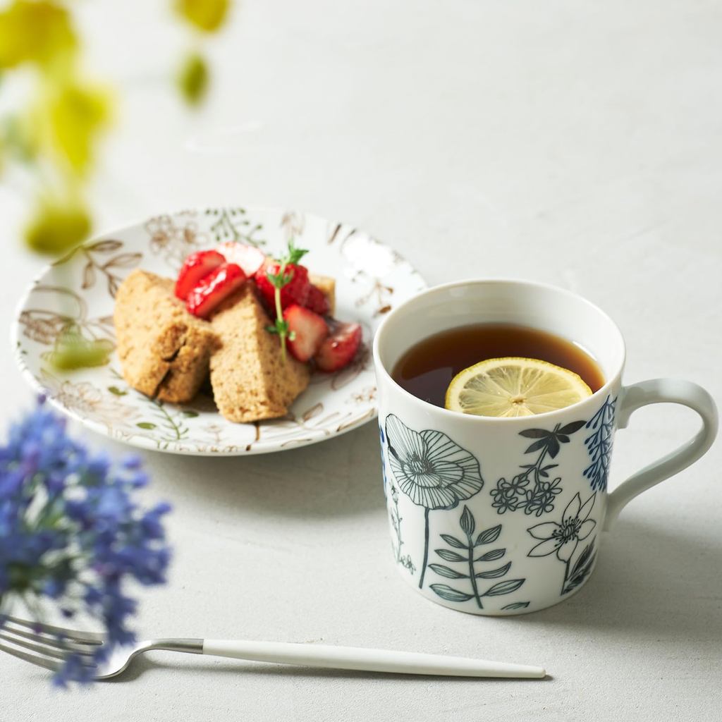 AITO Floral Ceramic Mug 340ml Large 9x9cm Mino Ware Lightweight Dishwasher & Microwave Safe Japan