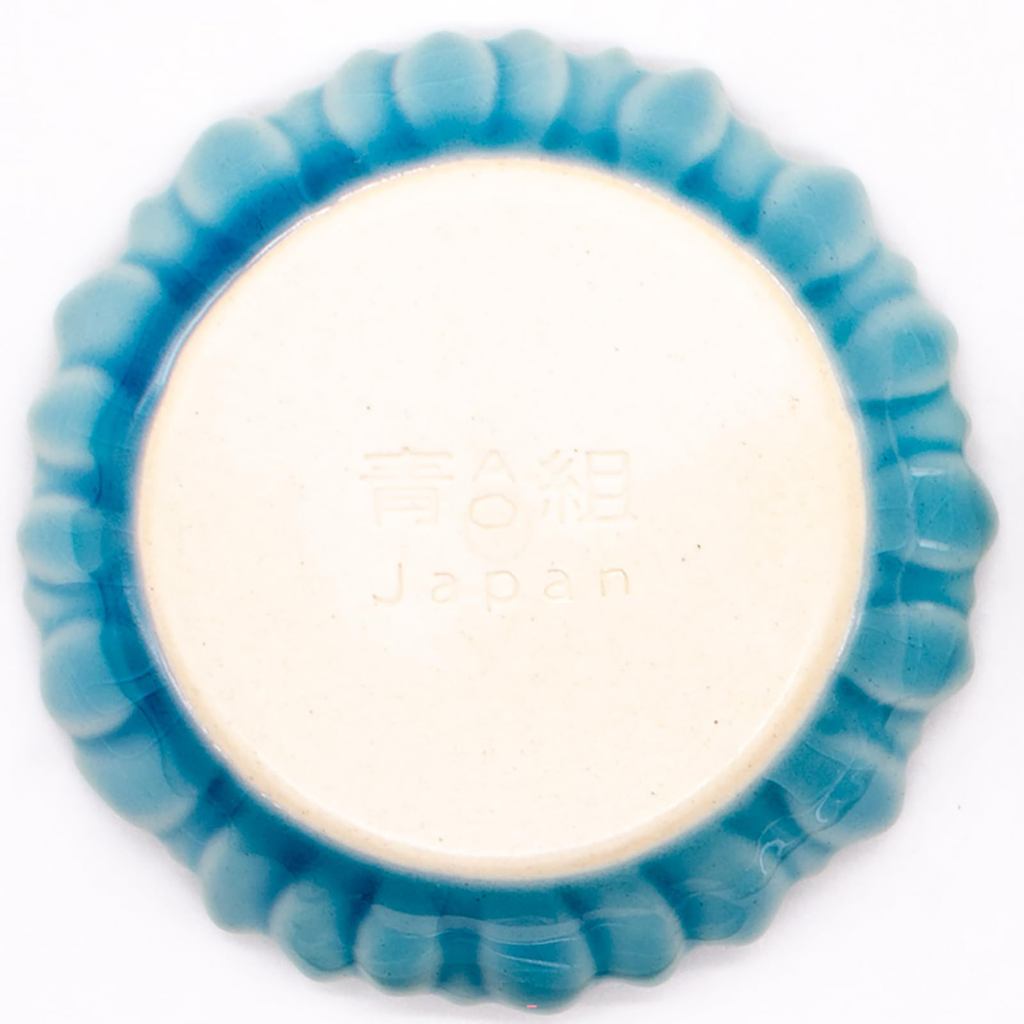 aito Katachi 7cm Small Plate - Seto-Yaki Dahlia Asagi Blue, Microwave/Dishwasher Safe, Japan