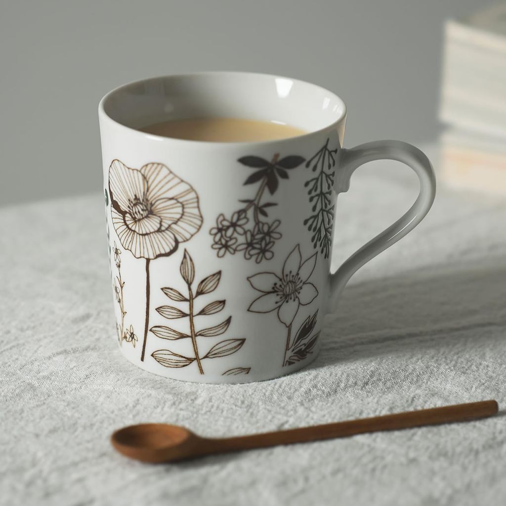 Aito Flower Pattern Lightweight Mino Ware Ceramic Mug 340ml (9x9cm) Dishwasher/Microwave Safe Japan