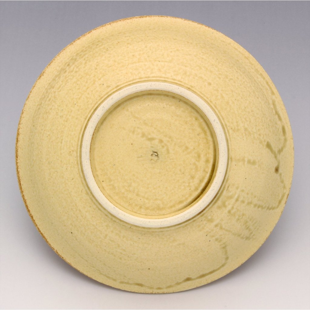 Seto Ware Yellow-Glazed Swirl 16cm Shallow Ceramic Bowl – Japanese Salad/Simmer Bowl