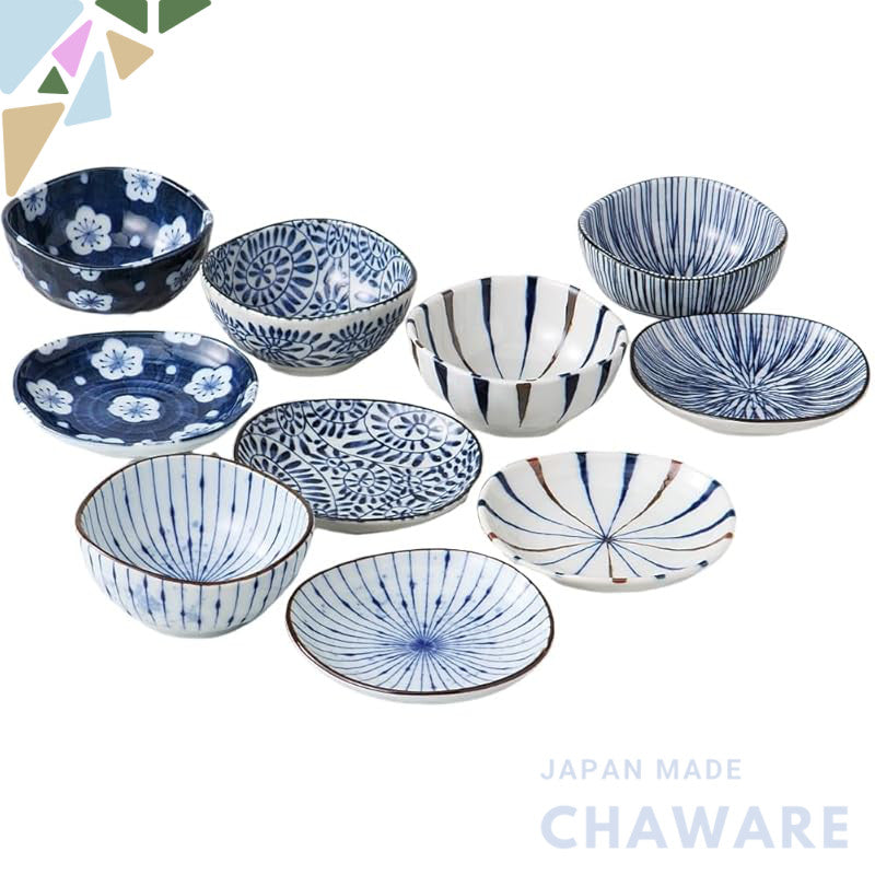 Ale-net Indigo Five-Pattern Mino Porcelain 5-Piece Set (Made in Japan)