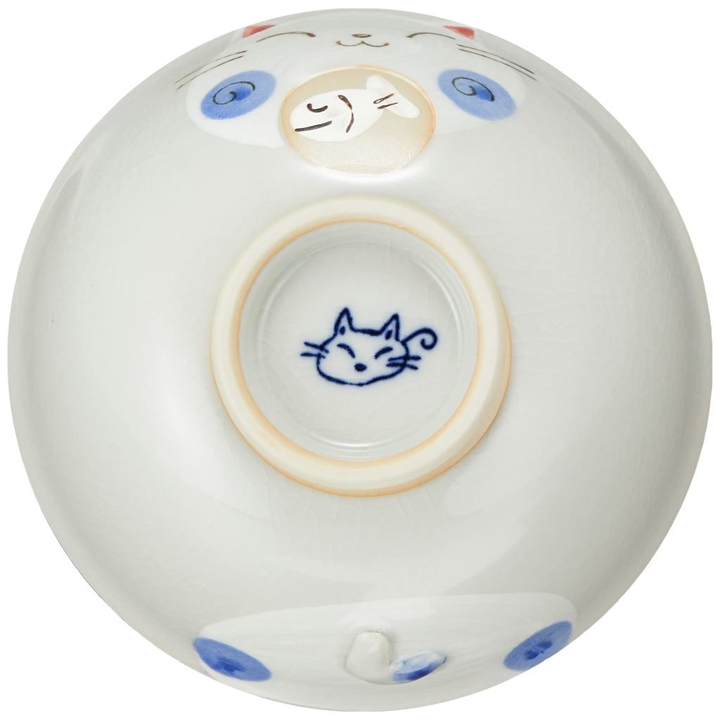 Seto Ware Cute Cat Rice Bowl — Japanese Ceramic Rice Bowl, Approx. 12–13 cm, Assorted Colors & Cat Designs (Made in Japan)