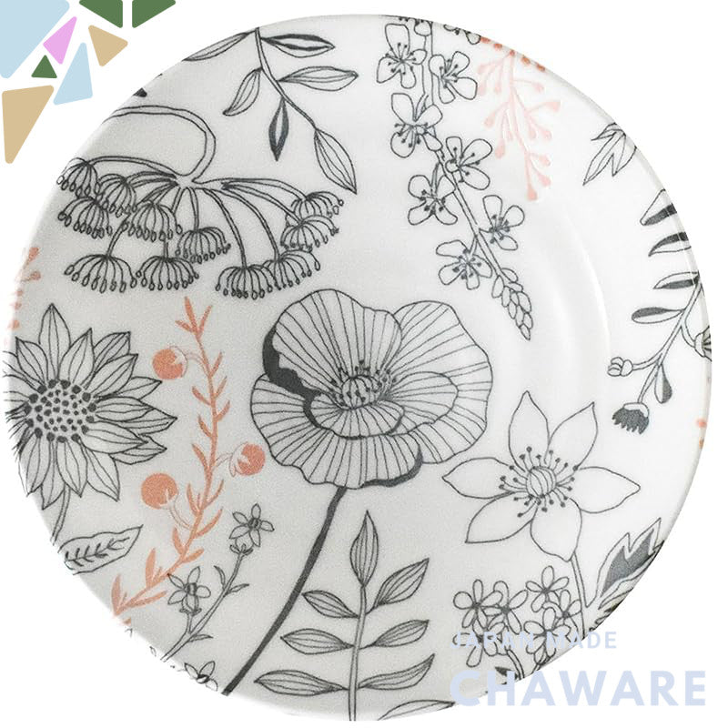 Aito Seisakusho Floral Plate M 16cm Lightweight Grey Mino Ware Microwave & Dishwasher Safe Japan