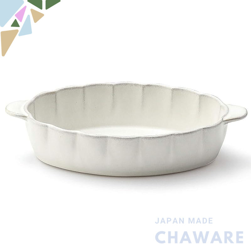 Aito Seisakusho "Hana" 20 x 10 cm Seto Ware Ceramic Gratin Dish Cocotte Microwave & Dishwasher Safe Made in Japan