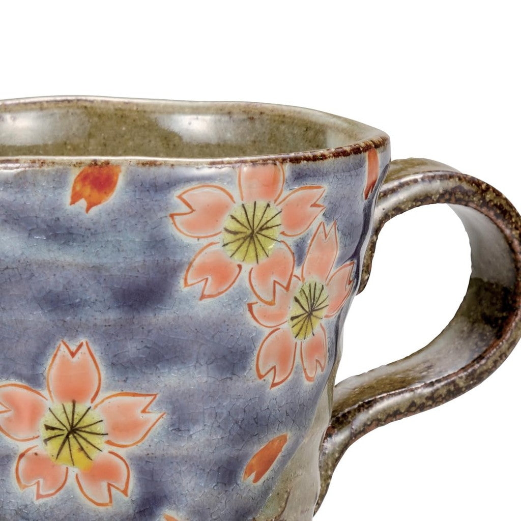 Kutani Ceramics - Iwataya Cherry Blossom Mug by Kuniyo Okada, K8-874 - Elegant Japanese Fine Porcelain Cup for Tea and Coffee Enthusiastschaware