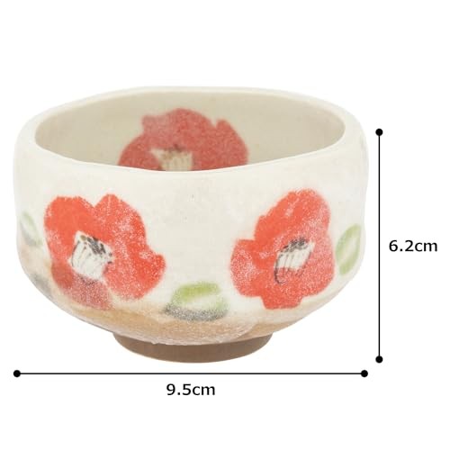【made in japan】Japanese Tea Cup - Ippuku Bowl with Camellia Design, Mino Ware, Made in Japan, Unique Traditional Tableware, Perfect for Tea Lovers, SKU 21463