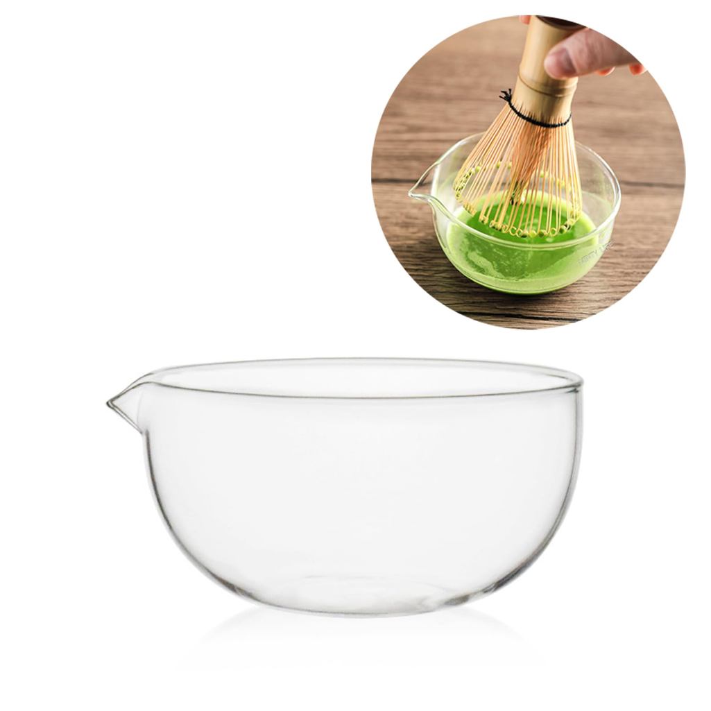 Clear Heat-Resistant Glass Matcha Tea Bowl, 11.5cm Wide x 6.2cm High, Tea Ceremony Practice