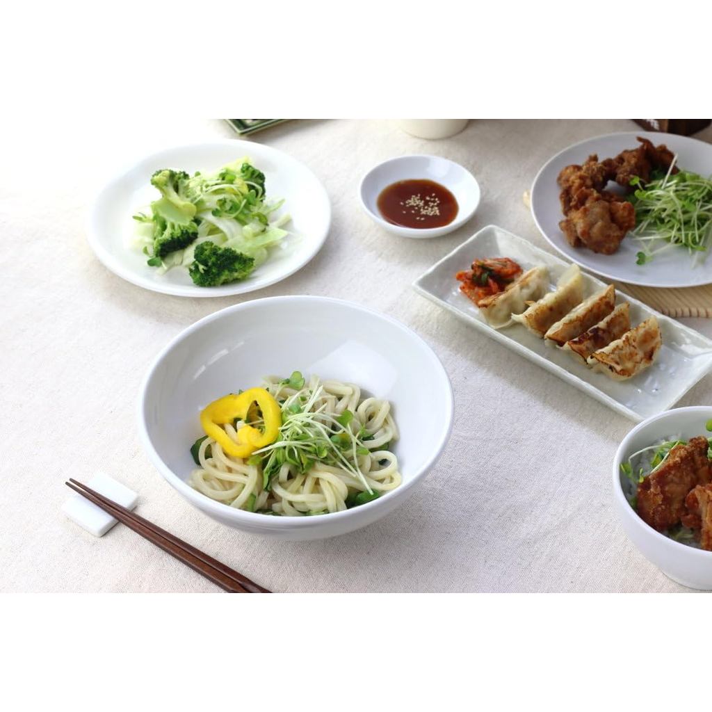 Cerapockke Large 21cm White Mino Ware Udon Bowl - Made in Japan Ceramic Tableware Porcelain