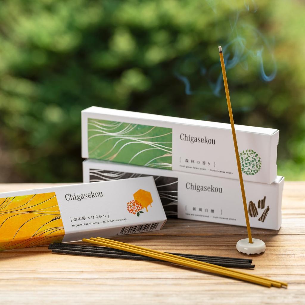 Japanese Aromatherapy Incense Sticks – Natural Scents (Sandalwood, Osmanthus & Honey, Forest) – Made in Japan