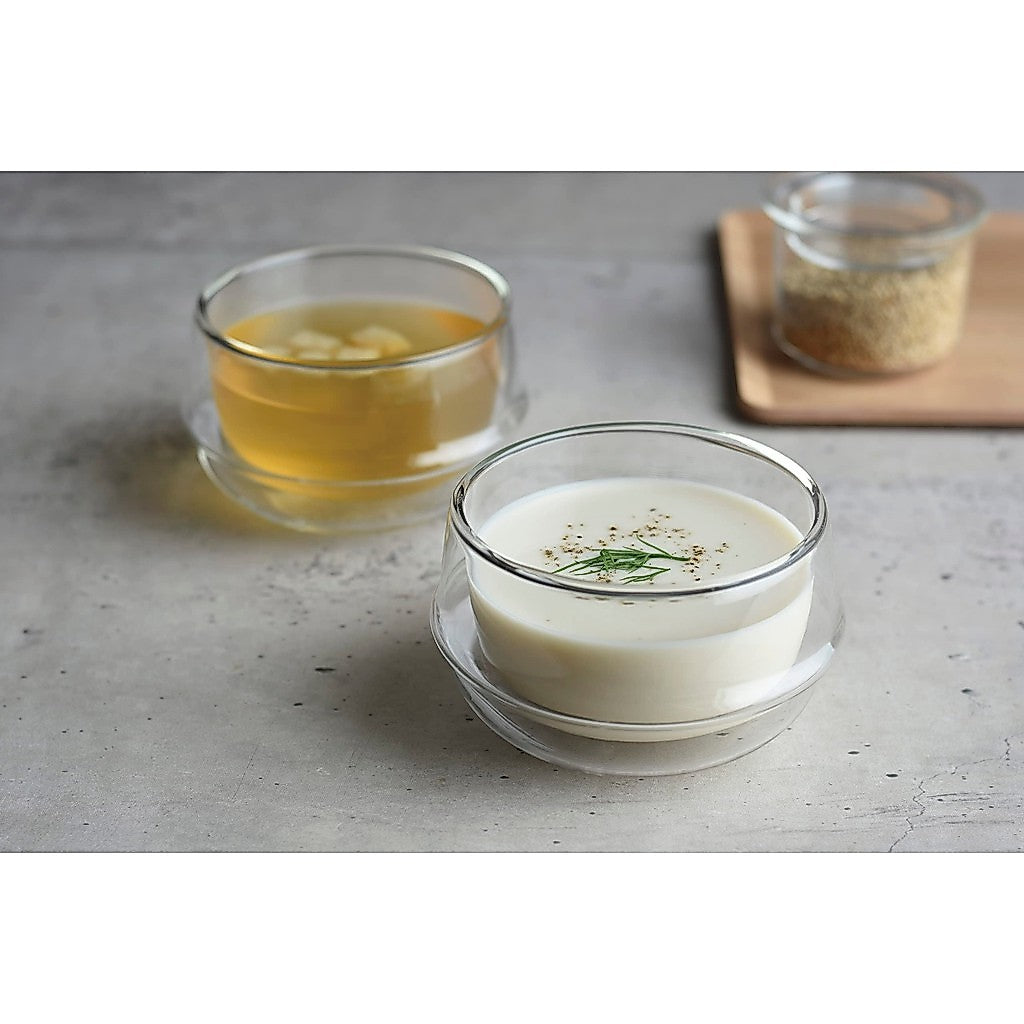 KINTO KRONOS Double Wall Soup Bowl 330ml Heat-Resistant Glass Microwave and Dishwasher Safe Gift Present 23110