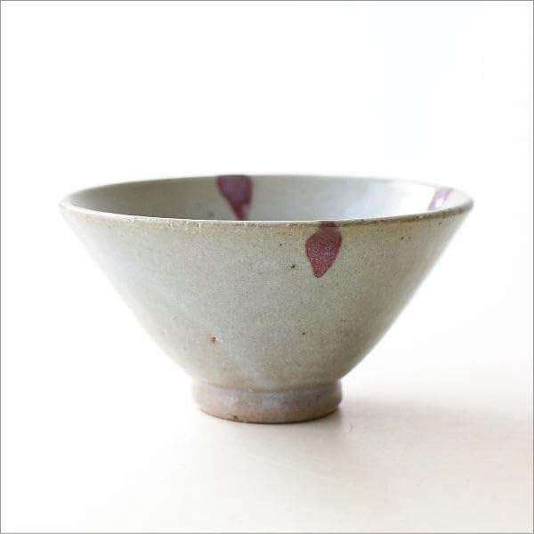 Stylish Japanese Seto-yaki Ceramic Rice Bowl, Modern Wafu Tableware, Cinnabar Drip Hime Chawan