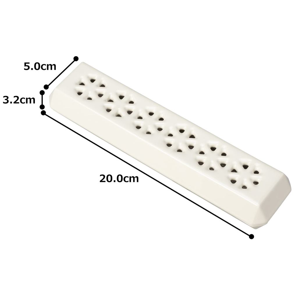 Sunmany Arita-yaki lay-flat incense plate - Made in Japan, cream, compact 5×20×3cm, easy-clean