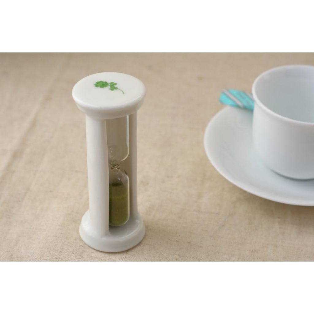 Cerapockke Ceramic 3-Minute Hourglass Seto Ware (Made in Japan) Four-Leaf Clover Tea Timer