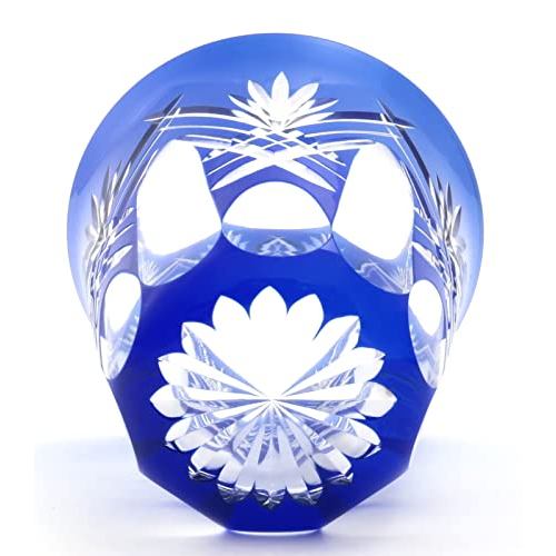 Sumida Edo Kiriko Shochu Tumbler, Blue Sword Arrow Pattern, Gift Box, 290ml, Made in Japan KY-44