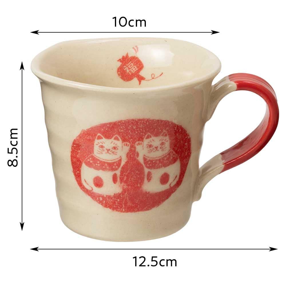 Seto-yaki Maneki Neko Ceramic Mug — Handcrafted Japanese Aichi Pottery