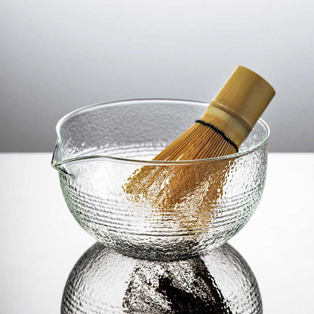 MiniMood Glass Matcha Tea Bowl 13cm 500ml Clear Traditional Japanese Tea Ceremony Gift (Ito)
