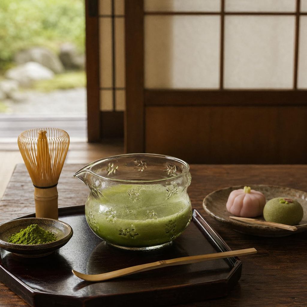 MiniMood 450ml Heat-Resistant Glass Pouring Bowl, Spouted Tea Pitcher, Japanese Tea, Matcha