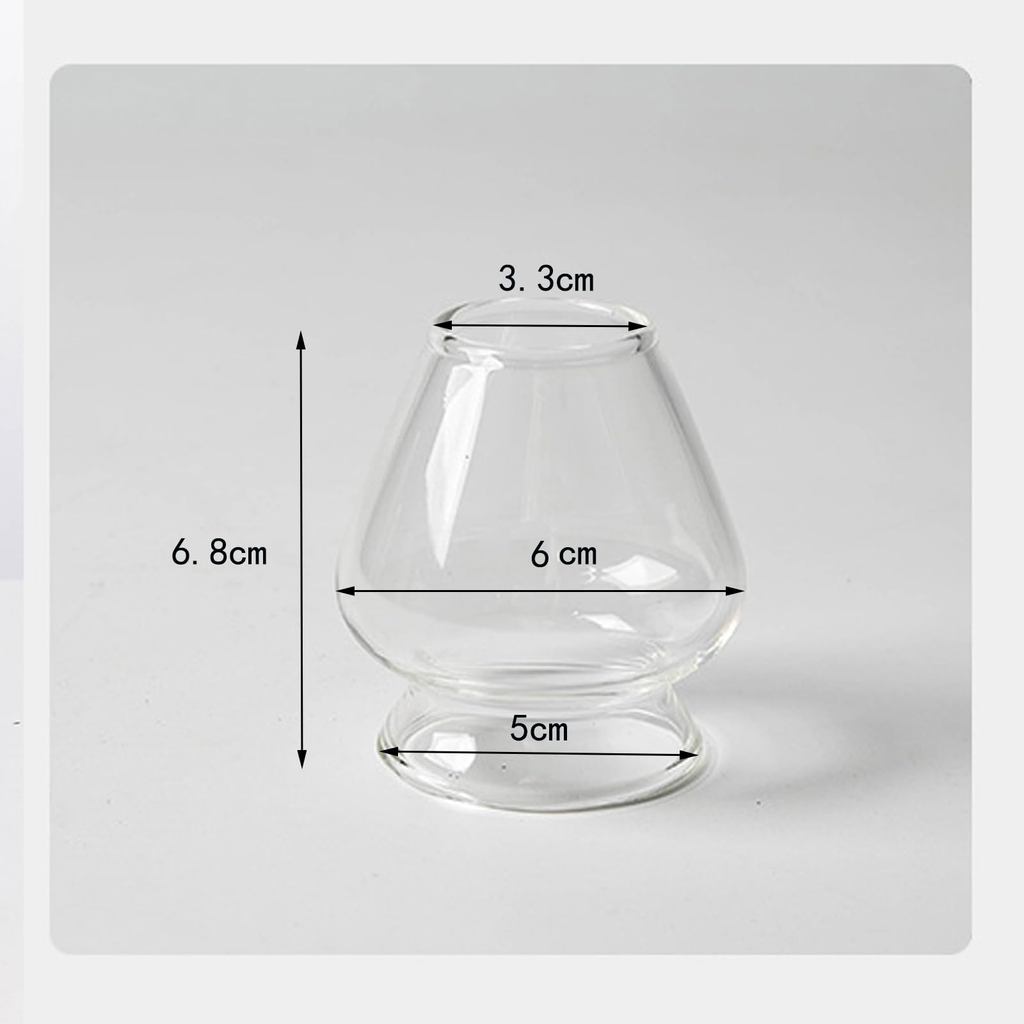 Minimood Matcha Whisk Holder, Clear/Pink Glass, 6.6x4.2x6cm, Japanese Tea Ceremony Accessory
