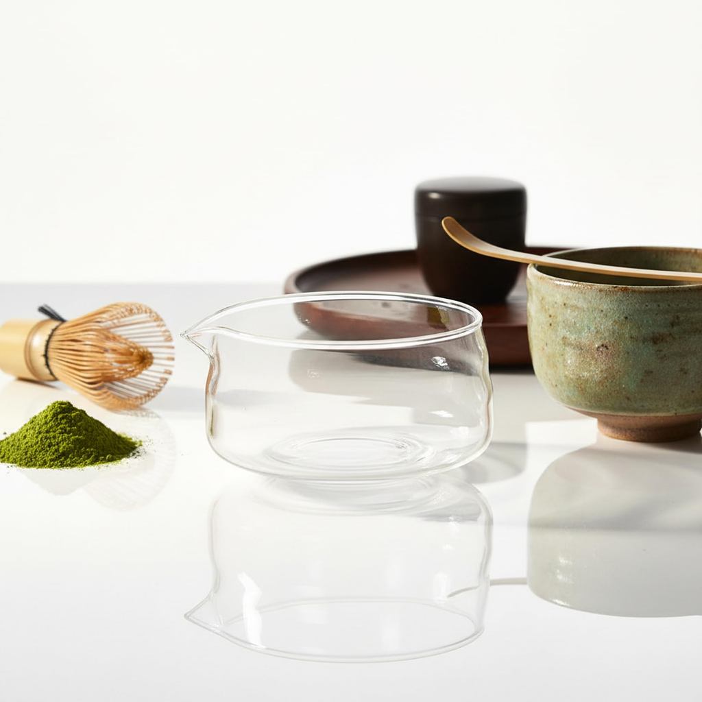 MiniMood 500ml Heat-Resistant Glass Pouring Bowl with Spout, Japanese Tea, Sauce & Dressing Server