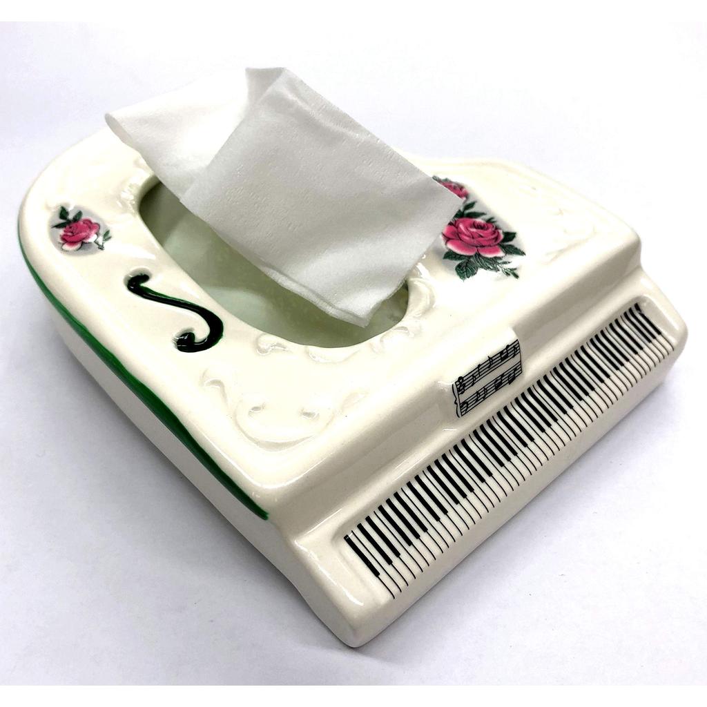 Japanese Seto Ceramic Piano-Shaped Pocket Tissue Case — 140 × 110 × 25 mm (Made in Aichi)