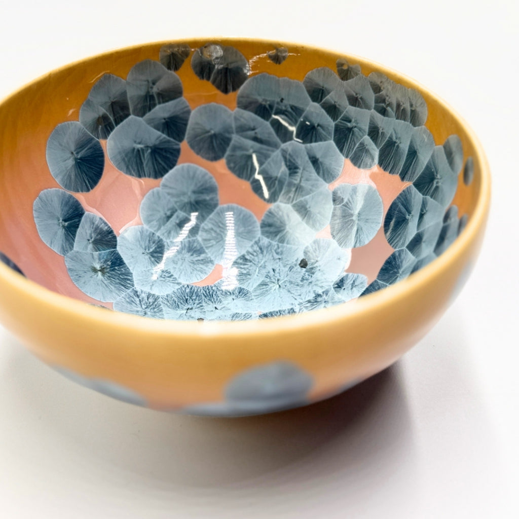Kyoto ware, kiyomizu ware, Tōan Kiln, Matcha Bowl, Flower Crystal (Gray Blue) kta537