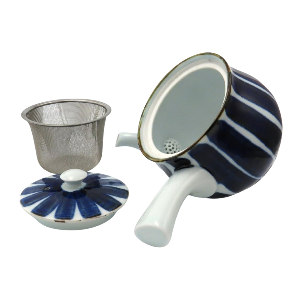 Hasami Porcelain Takayama Brush Stroke Water Design Mug and Teapot Set