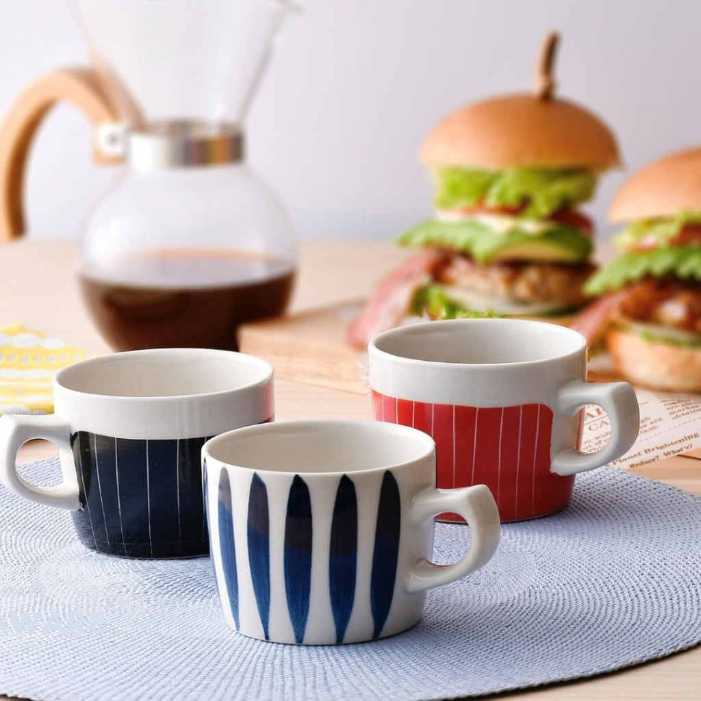 Hasami Porcelain Mug - 225ml, Microwave & Dishwasher Safe, Assorted Designs, Made in Japan
