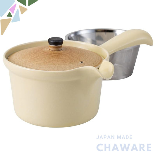 Hasami Porcelain Teapot (Super Stainless Steel with Tea Strainer) Calm Pattern Yellow, Capacity Approximately 275ml, Mad