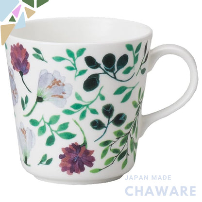 NARUMI Mug Anna Emilia Grandmother's Bouquet 340cc Green Floral Pattern Clover Crocus Cute Large Microwave Safe Dishwash