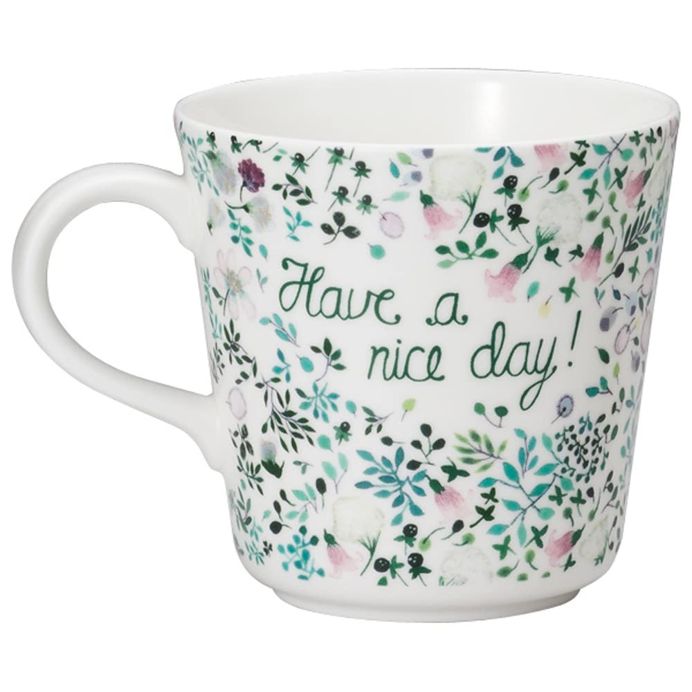 NARUMI Mug Anna Emilia 340cc Have a nice day! Floral pattern, cute, larger size, perfect for gifts, microwave safe, dishwasher safe, with gift box 51946-2923P