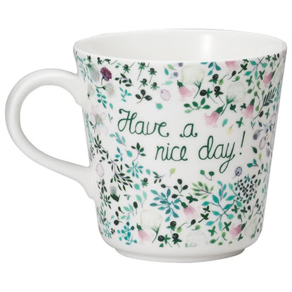 NARUMI Mug Anna Emilia 340cc Have a nice day! Floral pattern, cute, larger size, perfect for gifts, microwave safe, dishwasher safe, with gift box 51946-2923P