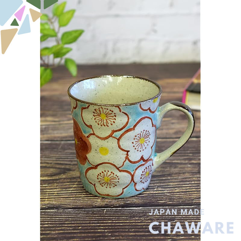 Stylish Ceramic Mug, Kutani Ware, Plum Pattern, High-Quality Brand, Made in Japan