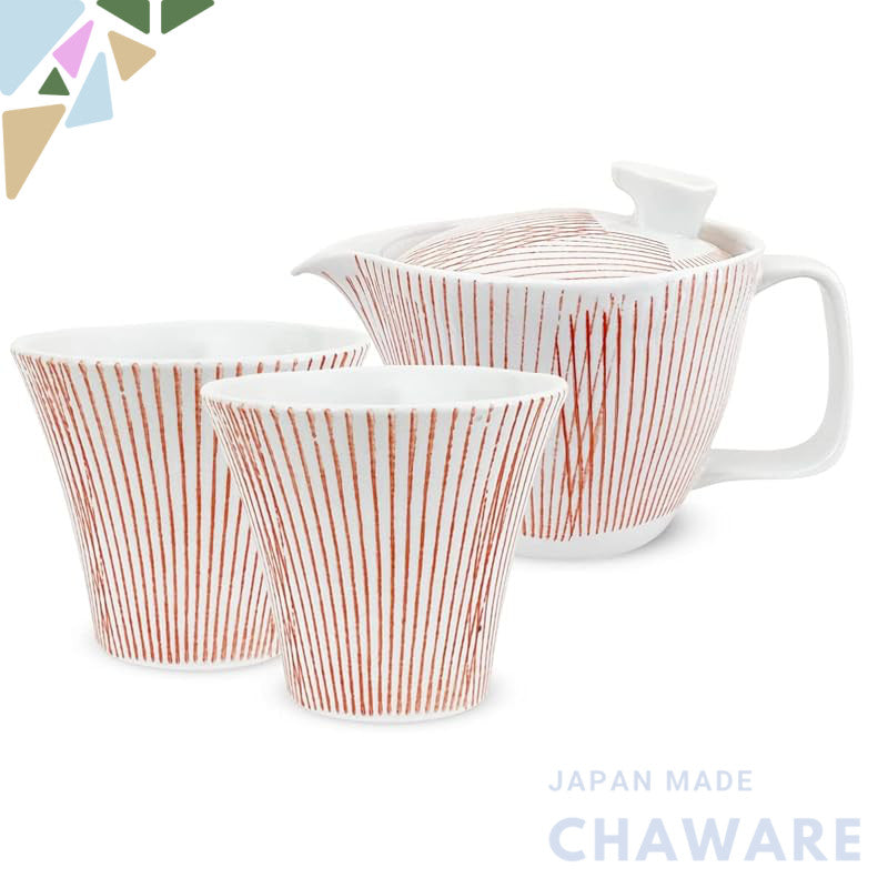 J-kitchens Kunzan Kiln Teapot Set Hasami Ware Made in Japan (Teapot Pair of Teacups Stylish Tea Set) 240cc 130cc For 1 t