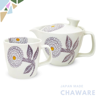 J-kitchens Kunzan Kiln Teapot and Mug Set, Microwave Compatible, Hasami Ware, Made in Japan (Teapot 240ml, Mug 270ml, Te