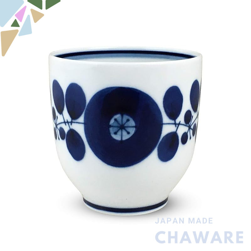 Hakusan Porcelain Tea Cup Blue Bloom Small (approx.) φ7.5×7.5cm 180ml Hasami Ware Made in Japan