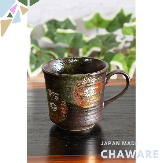 Waza no Kura Stylish Kutani Ware Mug Cup with Gold Flower Design Ceramic High-Quality Brand Tableware Made in Japan Birt
