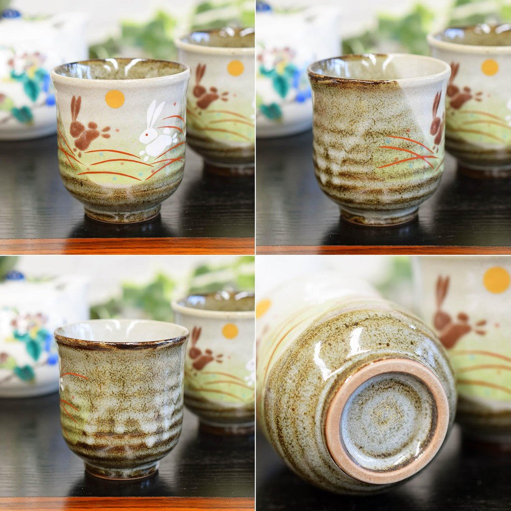 【made in japan】
Pair of stylish tea cups, Kutani ware, couple's tea cups, moon rabbit design, tea bowls, ceramic, brand, Japanese tableware, made in Japan.